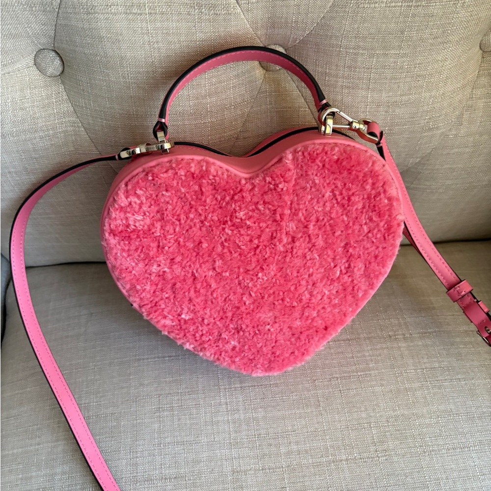 Kate Spade Love Shack Heart handbag crossbody purse Faux Fur *New* - Picture 4 of 5